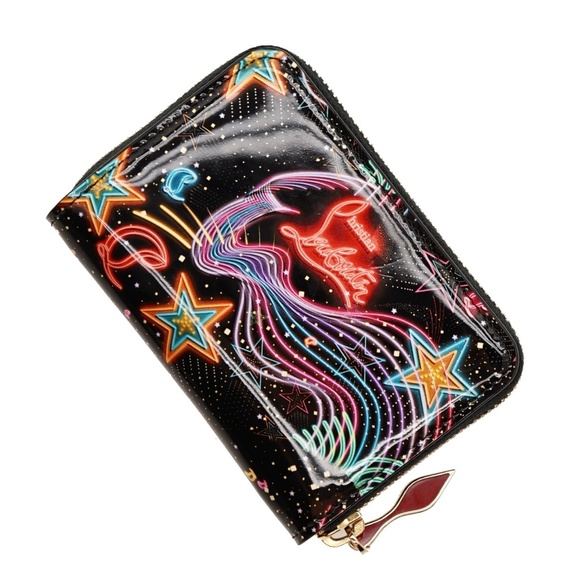 Christian Louboutin Panettone Zip Card Case Wallet Coin Pouch Starlight New